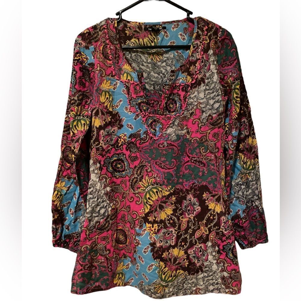 Lucky Brand Shirt Size XSmall Boho Multicolored